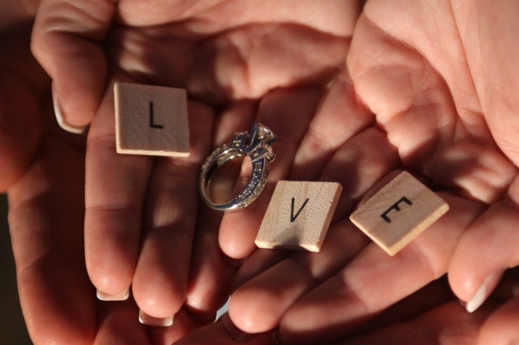 Image Displaying a Wedding Ring With the Words Love.